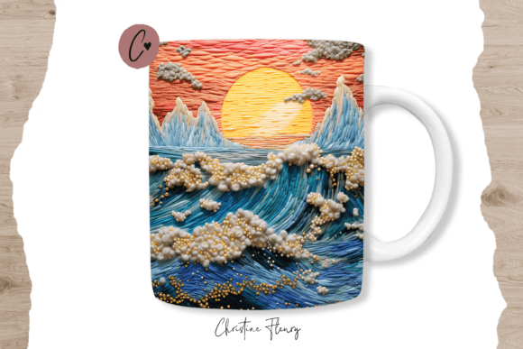 3D Embroidered Ocean Sunset Mug Wrap: A Creative Guide to Modern Mug Design