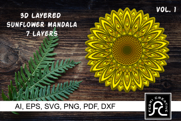 3D Layered Sunflower Mandala: A Vibrant Design Asset