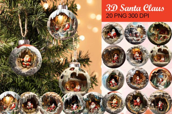 3D Santa Claus Christmas Ornament Bundle: A Digital Design Solution for Festive Creations