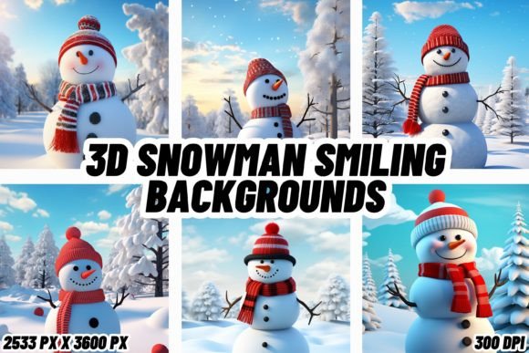 3D Snowman Smiling Christmas Backgrounds: A Festive Design Asset for Creative Projects