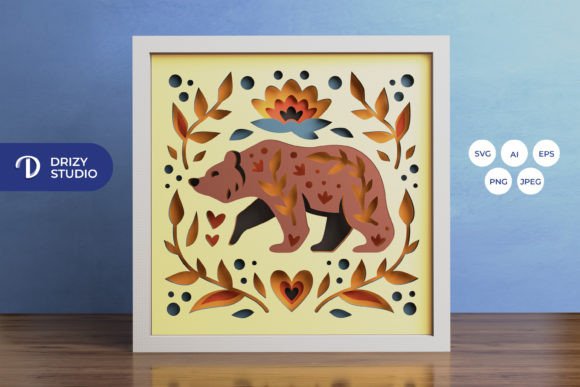 Bear Folk Art 3D Shadow Box SVG: A Creative Craft Project