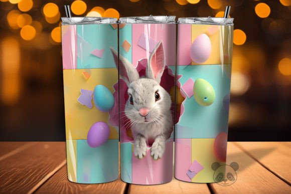 Colorful Rabbit 3D Easter Tumbler Wrap: A Versatile Sublimation Design for Creative Projects