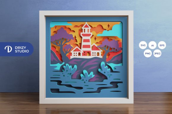 Lighthouse 3D Shadow Box: A Creative Paper-Cutting Project for Art Lovers