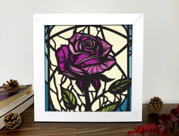 Purple Roses 3D Box - Alleylightbox
