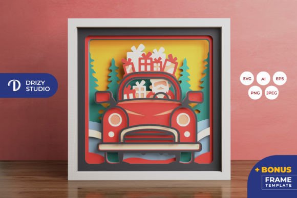 Santa Drives a Truck of Present 3D SVG: A Creative Twist on Holiday Decor
