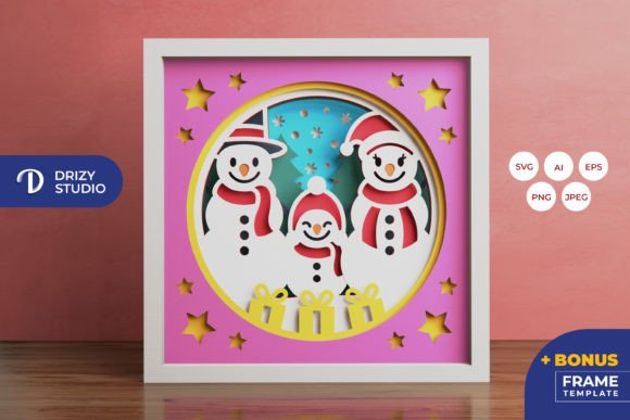 Snowman Family 3D Shadow Box Paper Cut: A Creative and Versatile Winter Decoration