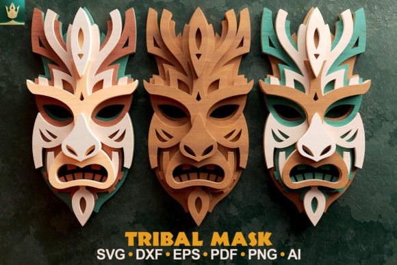 Tribal Mask V4 3D Layered SVG Cut File
