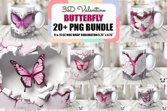 Valentine Butterfly 3D Mug Wrap Bundle: A Unique and Customizable Option for Romantic Gifts